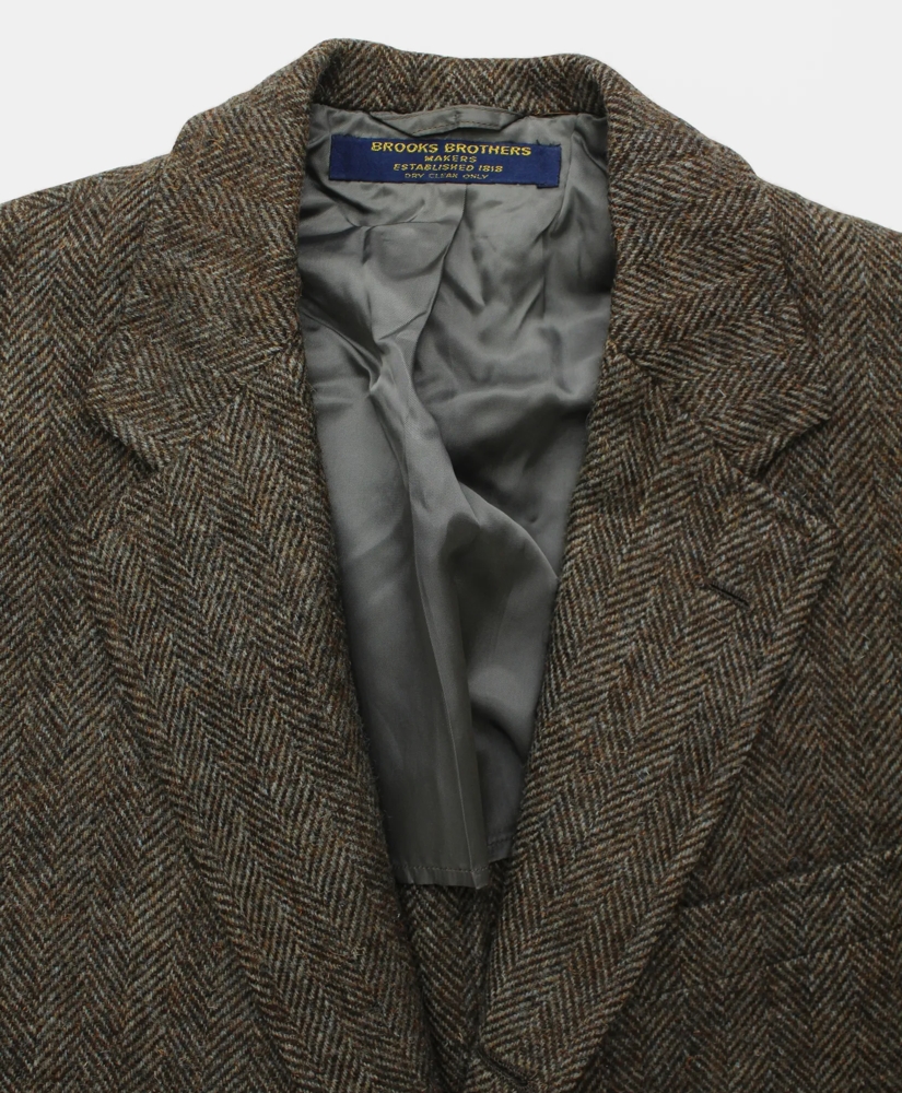 Vintage Brooks Brothers Herringbone Tweed Sport Coat, 1970s, 40 R, image 3