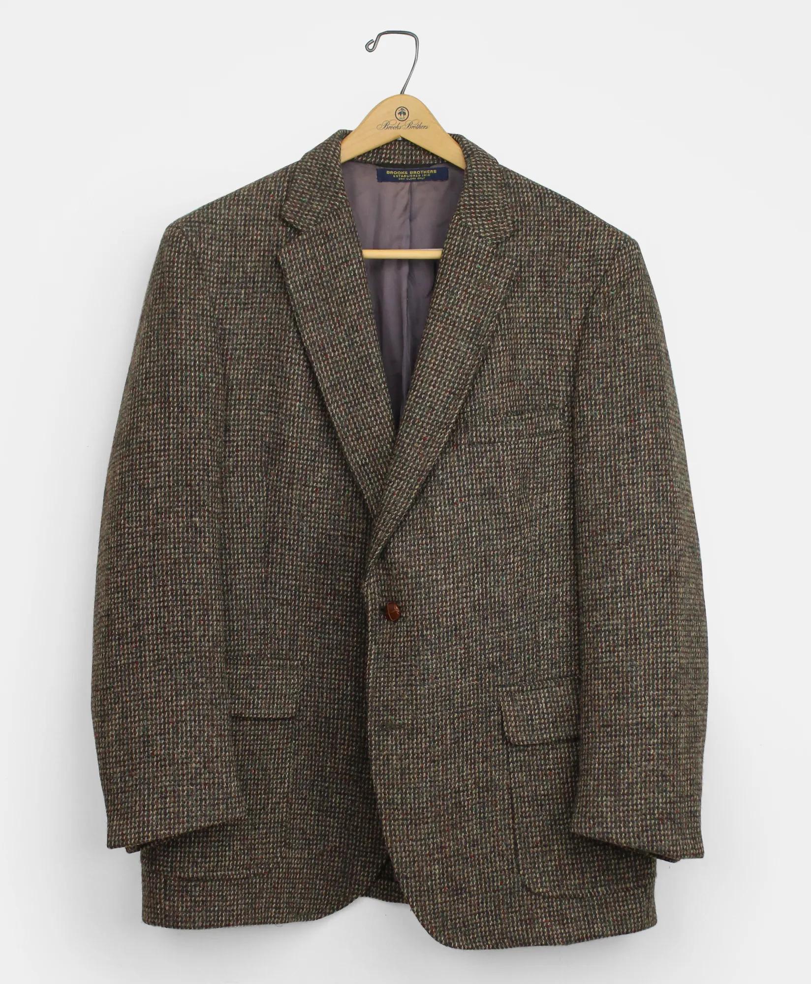 Vintage Brooks Brothers Birdseye Check Tweed Sport Coat, 1980s, 46LONG, image 1