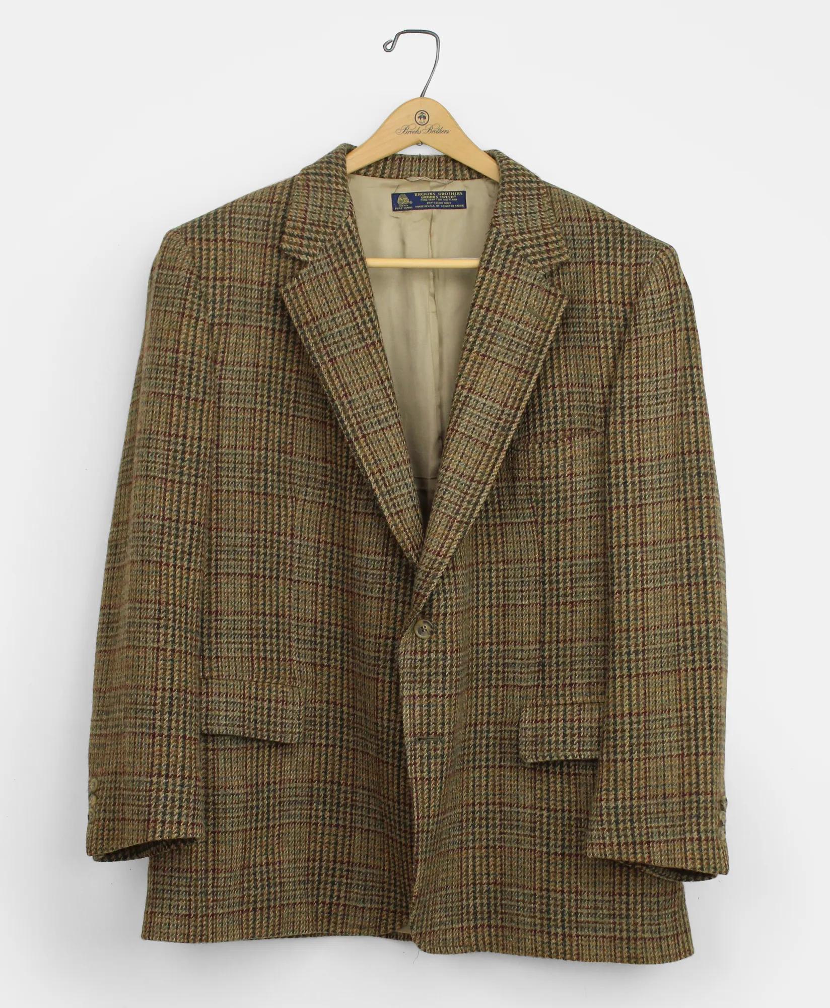 Vintage Brooks Brothers Glen Plaid Tweed Sport Coat, 1990s, 46LONG, image 1