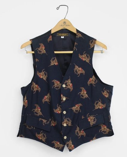 Vintage Brooks Brothers Jockey Print Flannel Waistcoat, 1990s, 38REG, image 1