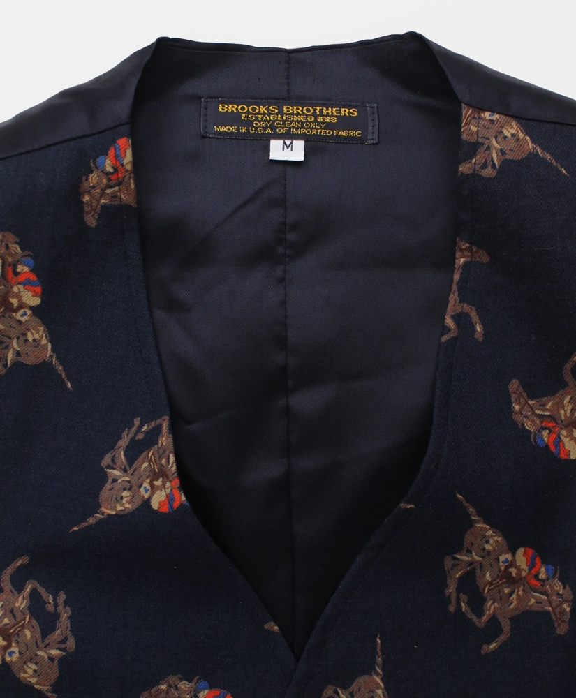 Vintage Brooks Brothers Jockey Print Flannel Waistcoat, 1990s, 38REG, image 3