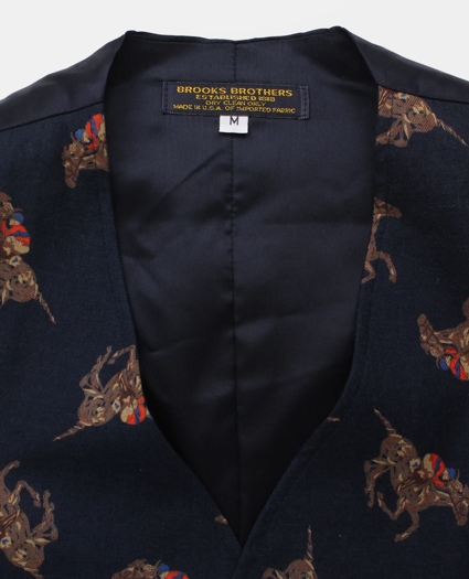 Vintage Brooks Brothers Jockey Print Flannel Waistcoat, 1990s, 38REG, image 3