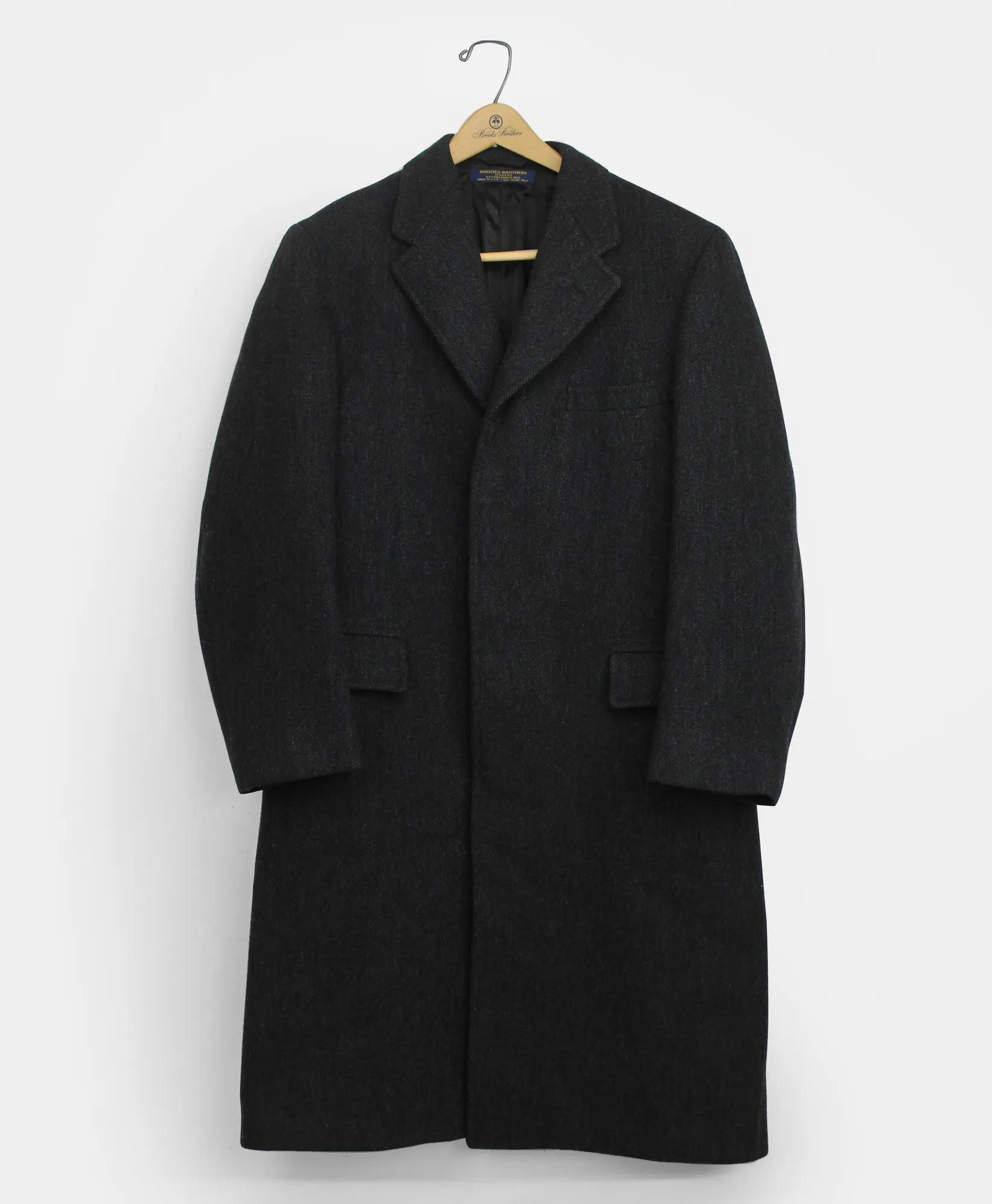 Vintage Brooks Brothers Herringbone Tweed Overcoat, 1980s, 40REG, image 1