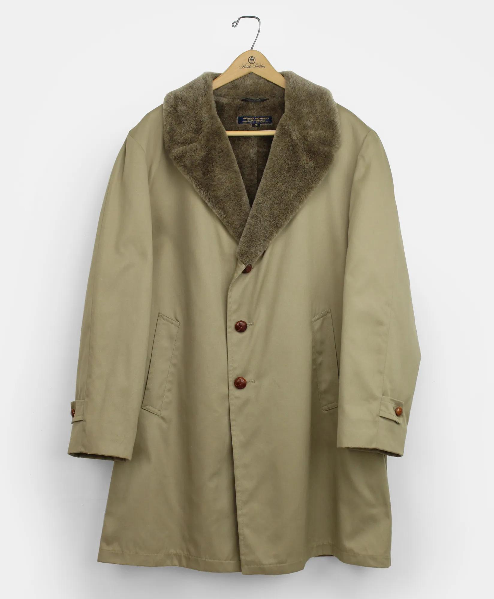 Vintage Brooks Brothers Faux Fur Lined Car Coat, 1970s, 48REG, image 1