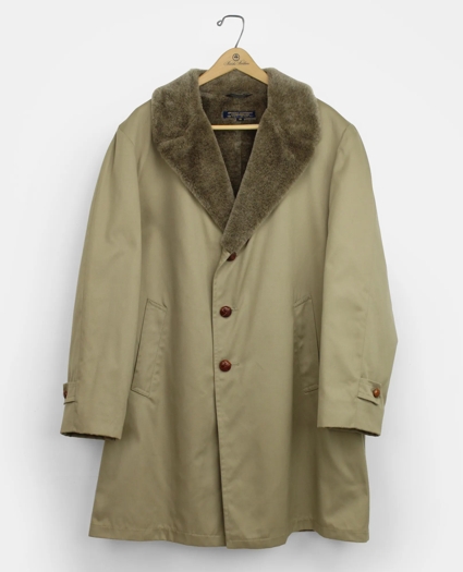 Vintage Brooks Brothers Faux Fur Lined Car Coat, 1970s, 48REG, image 1