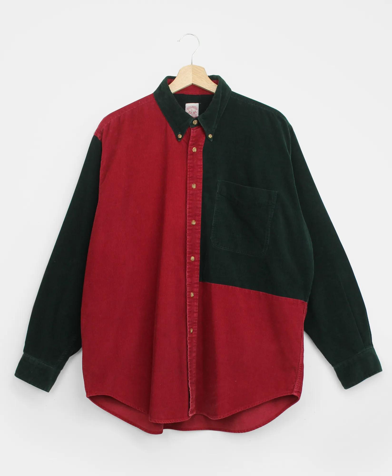 Vintage Brooks Brothers Patchwork Corduroy Button Down Shirt, 1990s, L, image 1