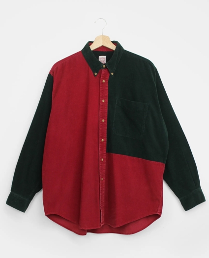 Vintage Brooks Brothers Patchwork Corduroy Button Down Shirt, 1990s, L, image 1