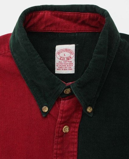 Vintage Brooks Brothers Patchwork Corduroy Button Down Shirt, 1990s, L, image 3