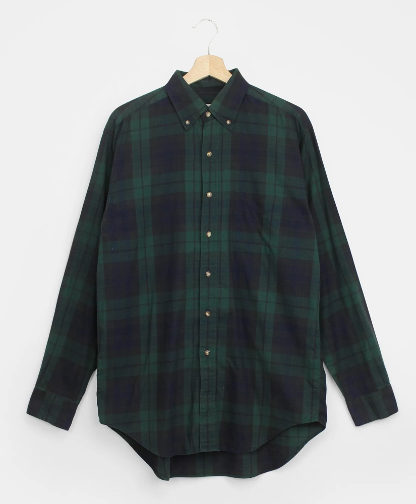 Vintage Brooks Brothers Blackwatch Cotton Flannel Button Down Shirt, 1990s, M