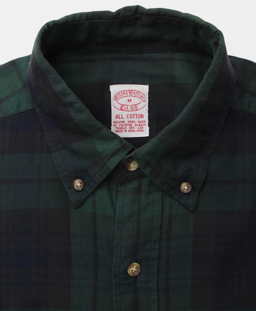 Vintage Brooks Brothers Blackwatch Cotton Flannel Button Down Shirt, 1990s, M, image 3