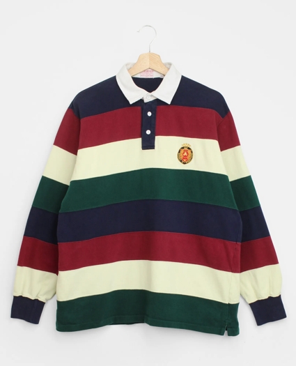 Vintage Brooks Brothers Embroidered Crest Striped Rugby Shirt, 1980s, XL, image 1