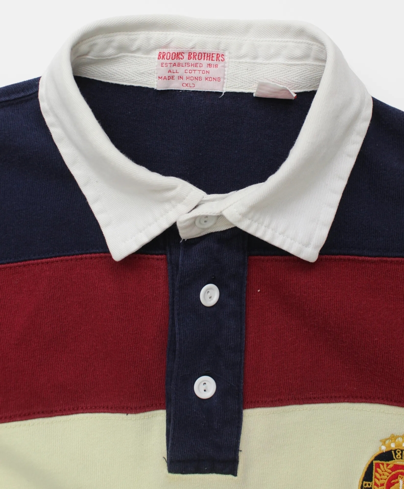 Vintage Brooks Brothers Embroidered Crest Striped Rugby Shirt, 1980s, XL, image 3