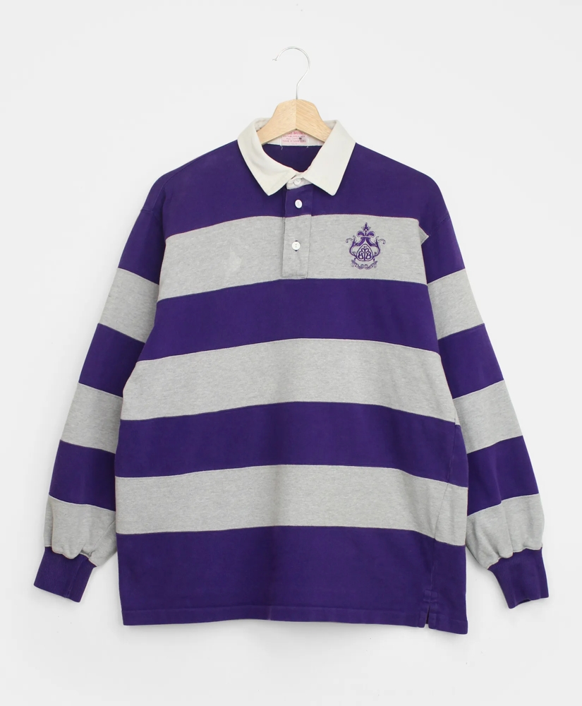 Vintage Brooks Brothers Embroidered Crest Striped Rugby Shirt, 1980s, L, image 1
