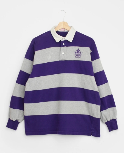 Vintage Brooks Brothers Embroidered Crest Striped Rugby Shirt, 1980s, L, image 1