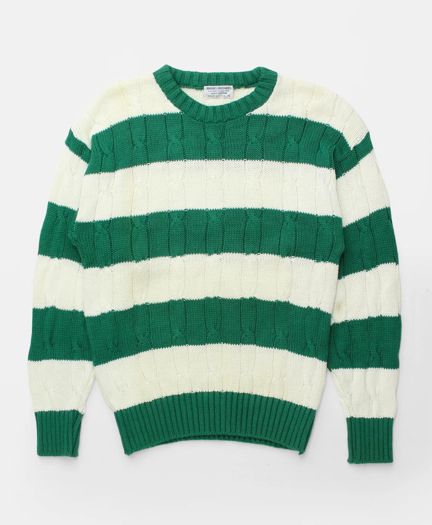 Vintage Brooks Brothers Striped Cable Knit Sweater, 1980s, S, image 1