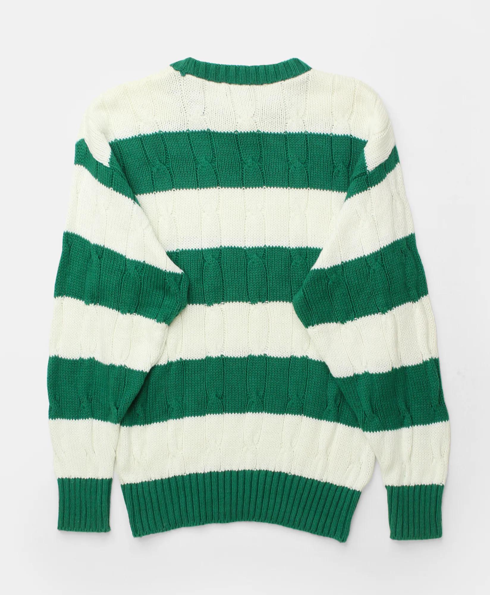 Vintage Brooks Brothers Striped Cable Knit Sweater, 1980s, S, image 2