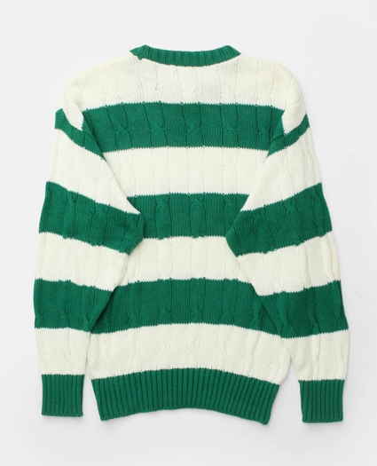 Vintage Brooks Brothers Striped Cable Knit Sweater, 1980s, S, image 2