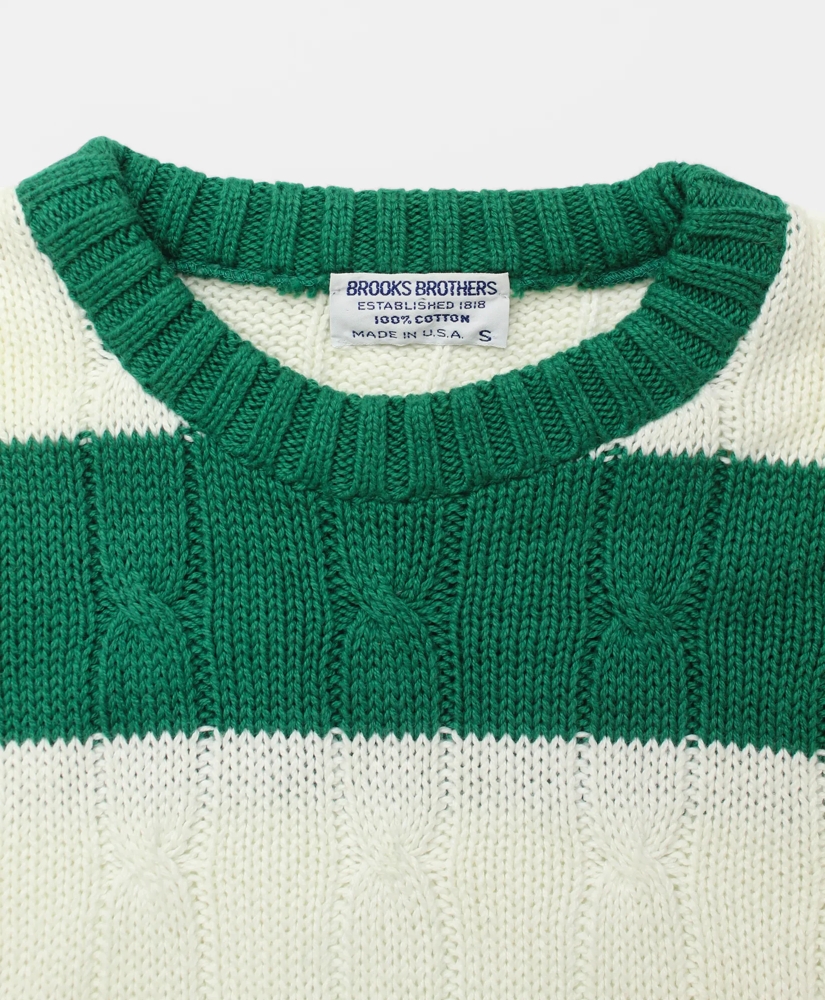 Vintage Brooks Brothers Striped Cable Knit Sweater, 1980s, S, image 3