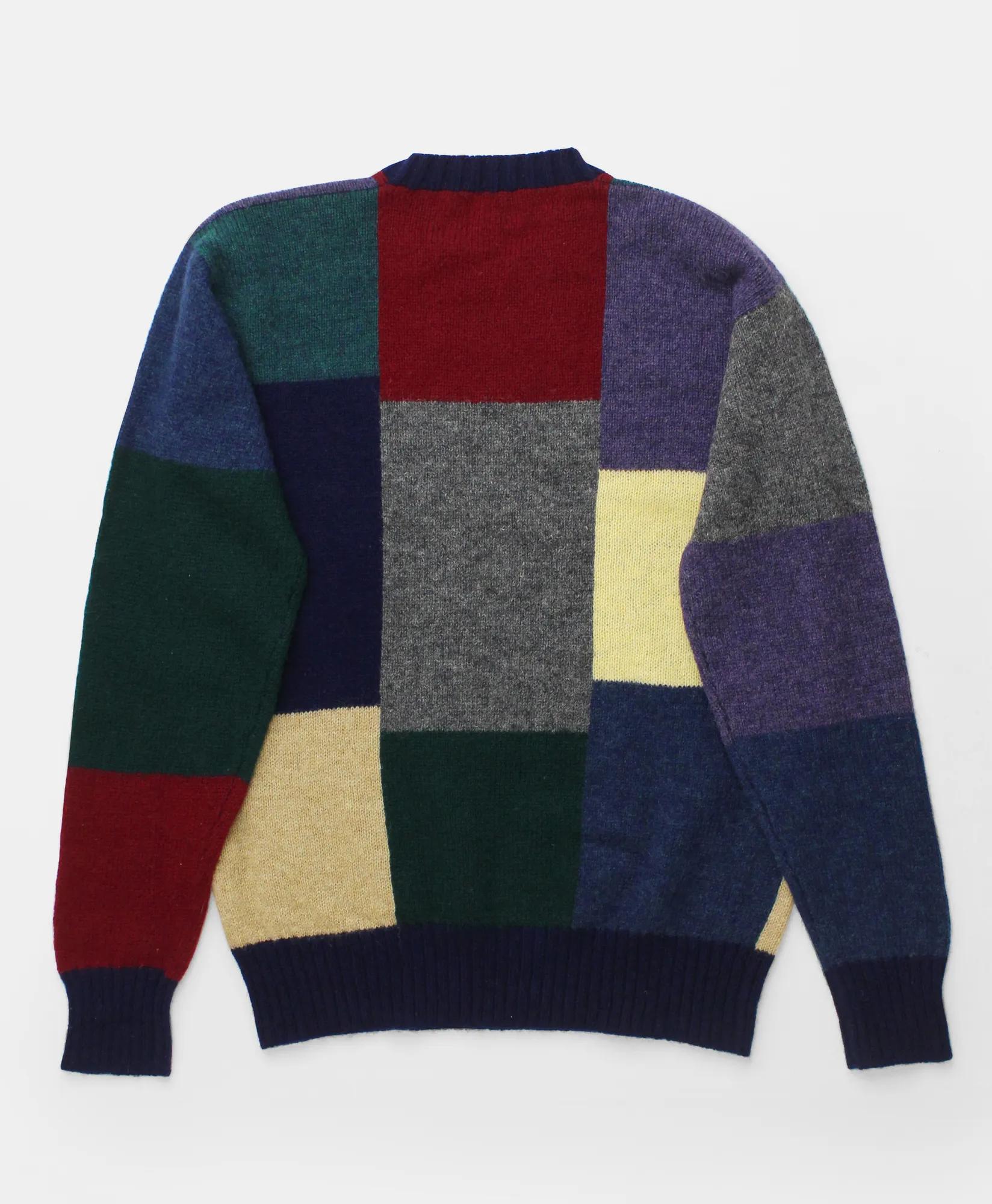Vintage Brooks Brothers Faux Patchwork Intarsia Knit Shetland Sweater, 1990s, XL, image 2