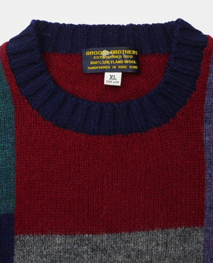 Vintage Brooks Brothers Faux Patchwork Intarsia Knit Shetland Sweater, 1990s, XL, image 3