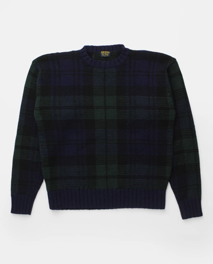 Vintage Brooks Brothers Blackwatch Intarsia Knit Wool Sweater, 1990s, L, image 1