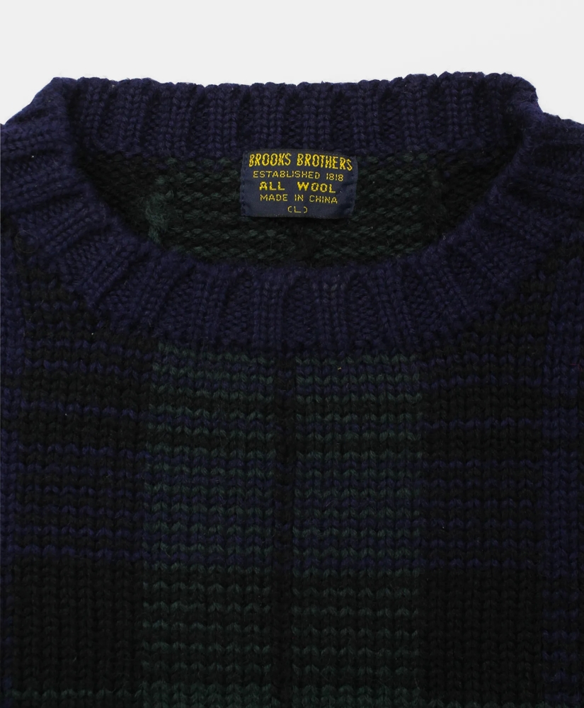 Vintage Brooks Brothers Blackwatch Intarsia Knit Wool Sweater, 1990s, L, image 3