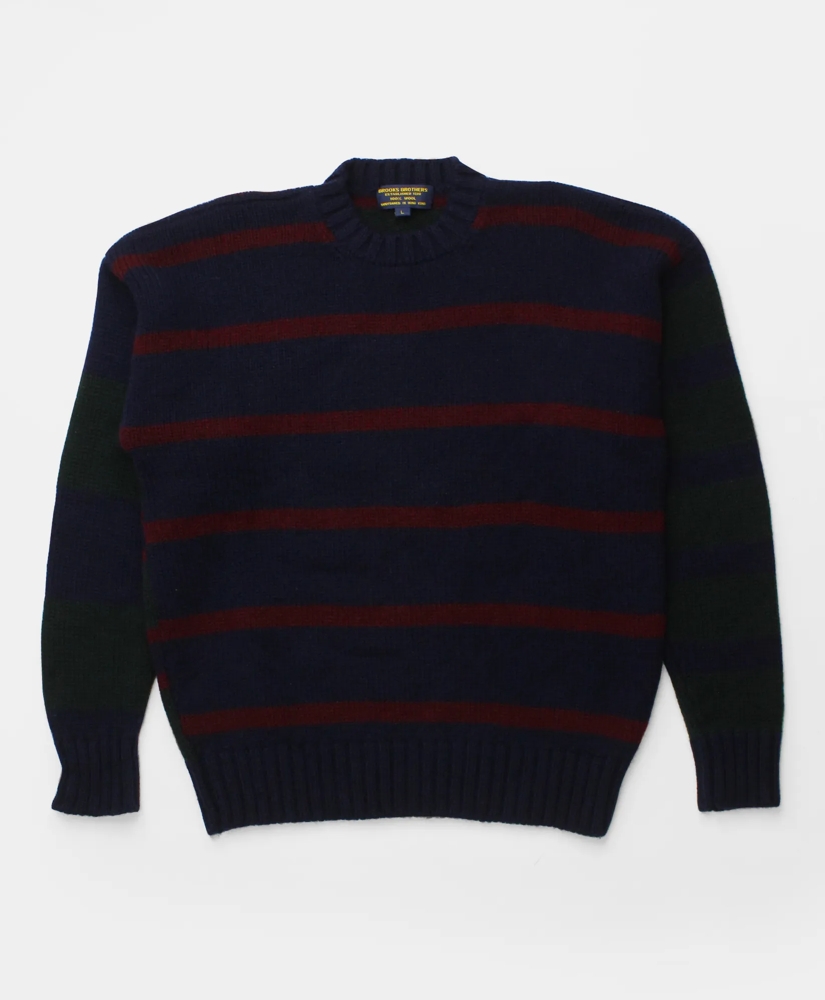 Vintage Brooks Brothers Mismatched Stripe Wool Sweater, 1990s, L