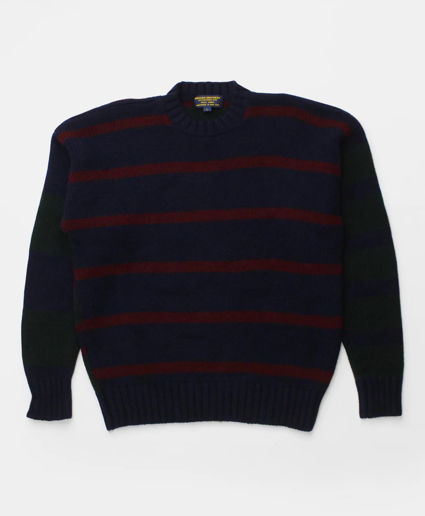 Vintage Brooks Brothers Mismatched Stripe Wool Sweater, 1990s, L, image 1