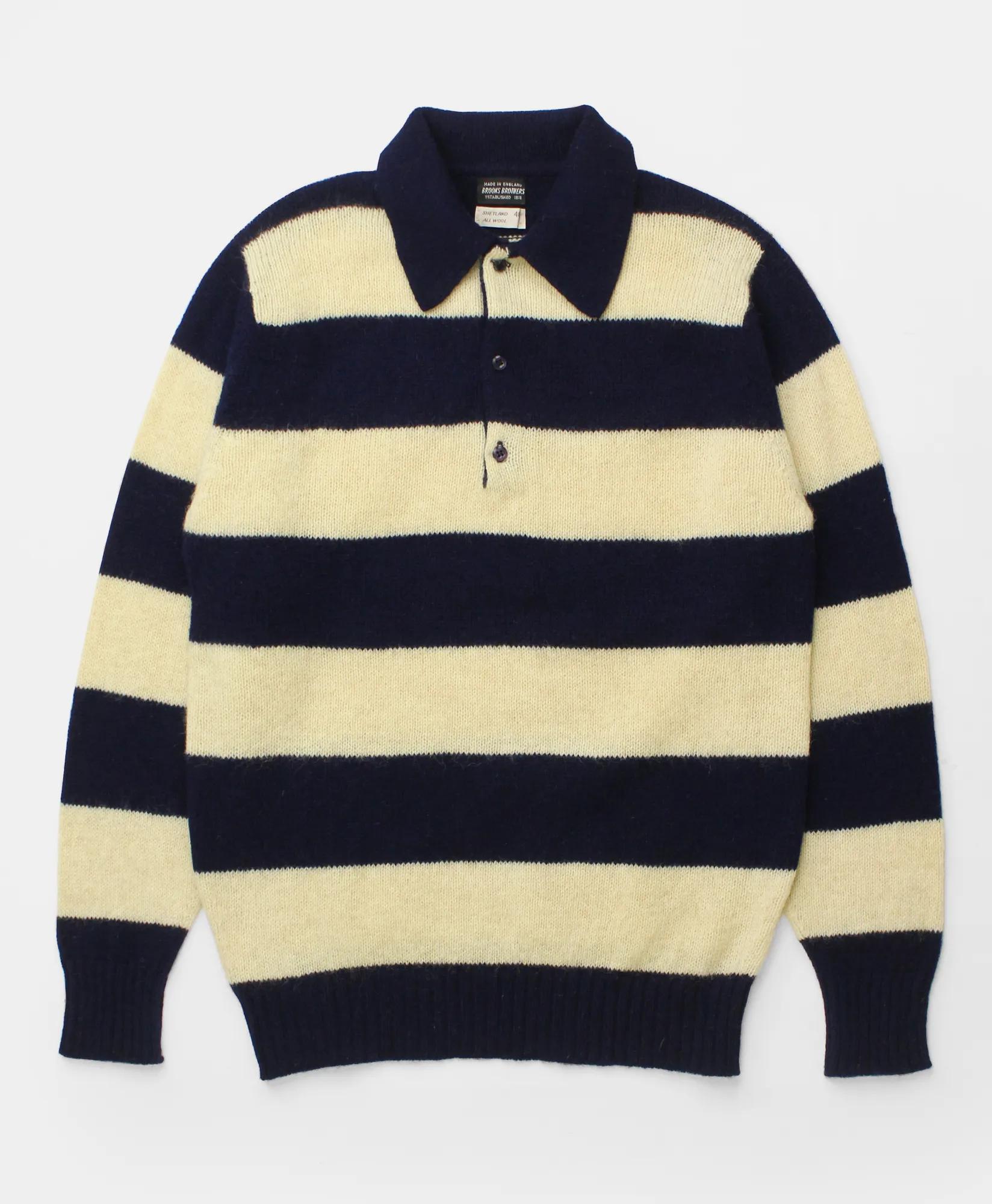 Vintage Brooks Brothers Striped Shetland Rugby Sweater, 1970s, M, image 1