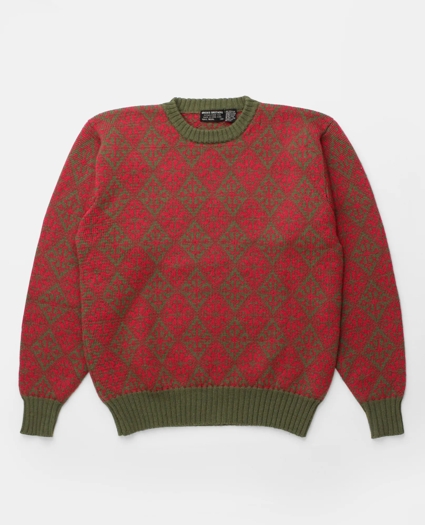 Vintage Brooks Brothers Snowflake Pattern Instarsia Knit Wool Sweater, 1970s, M, image 1