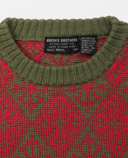 Vintage Brooks Brothers Snowflake Pattern Instarsia Knit Wool Sweater, 1970s, M, image 3