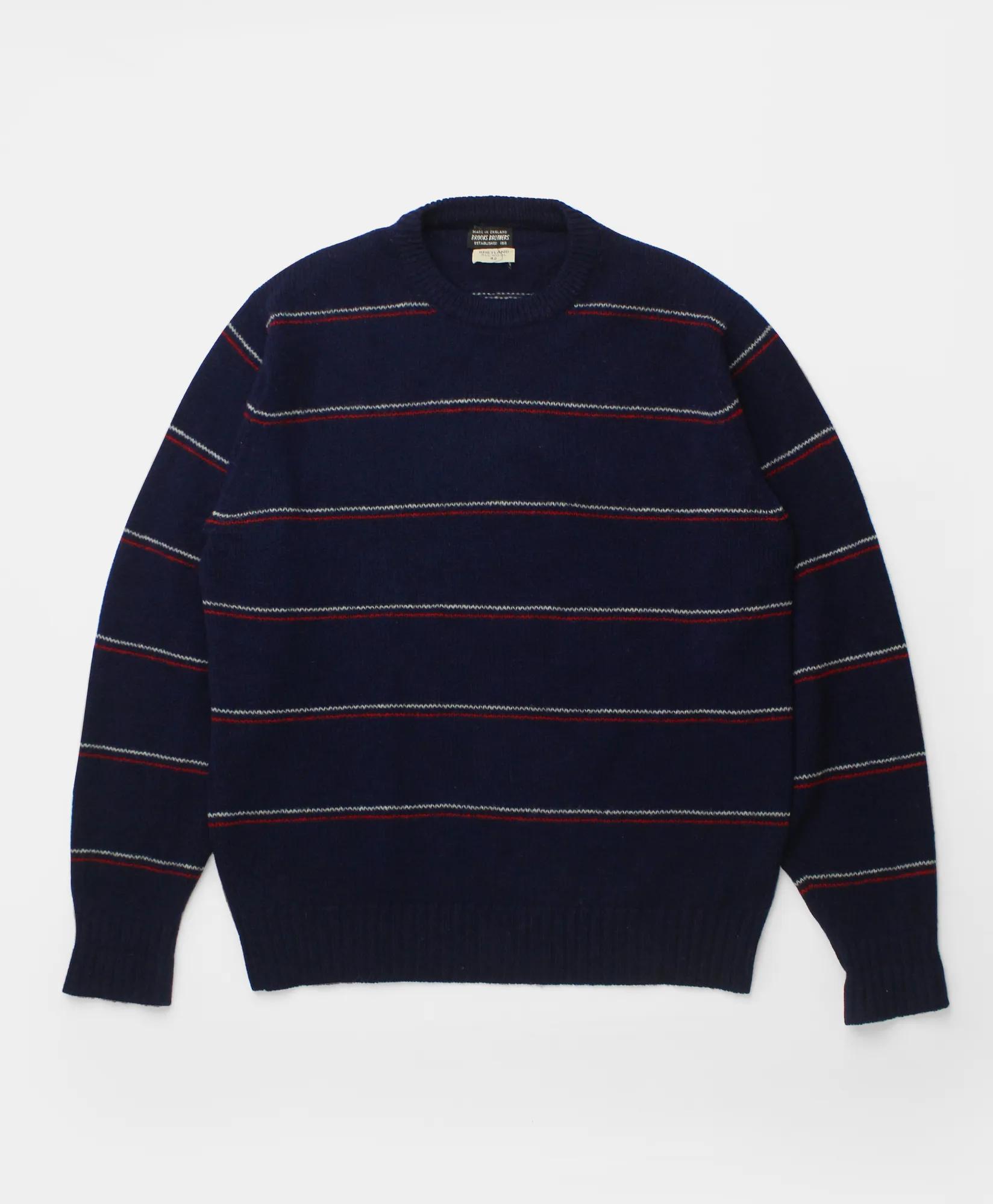 Vintage Brooks Brothers Striped Shetland Crewneck Sweater, 1960s, L, image 1