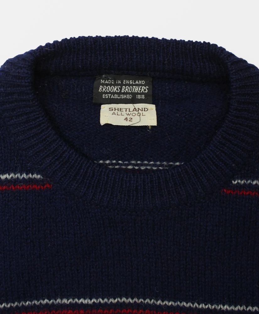 Vintage Brooks Brothers Striped Shetland Crewneck Sweater, 1960s, L, image 3