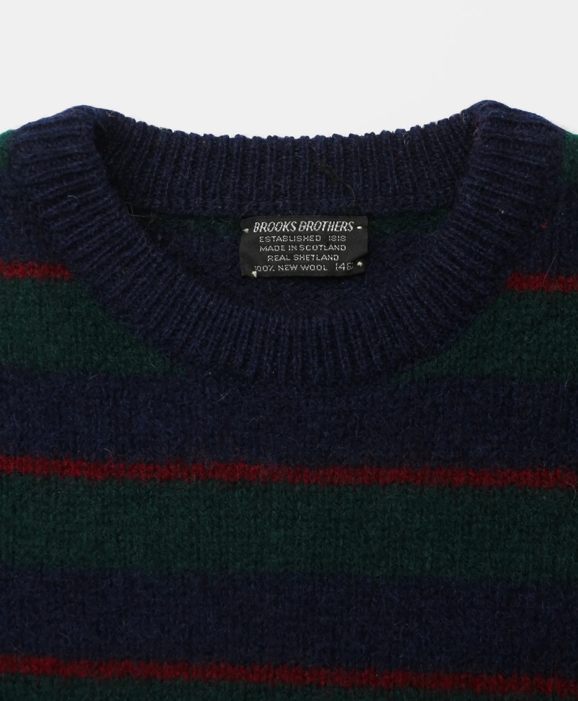 Vintage Brooks Brothers Striped Shetland Crewneck Sweater, 1970s, XL, image 3