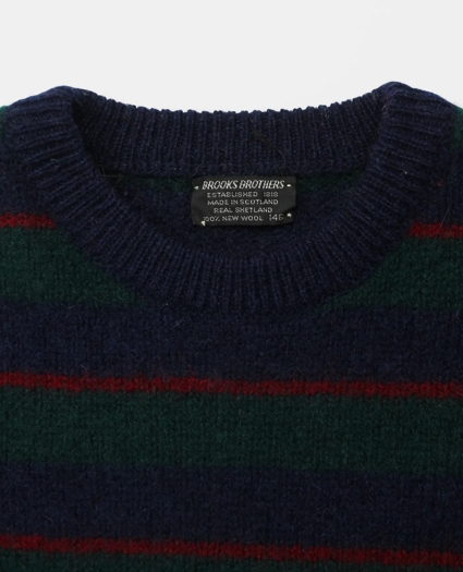 Vintage Brooks Brothers Striped Shetland Crewneck Sweater, 1970s, XL, image 3