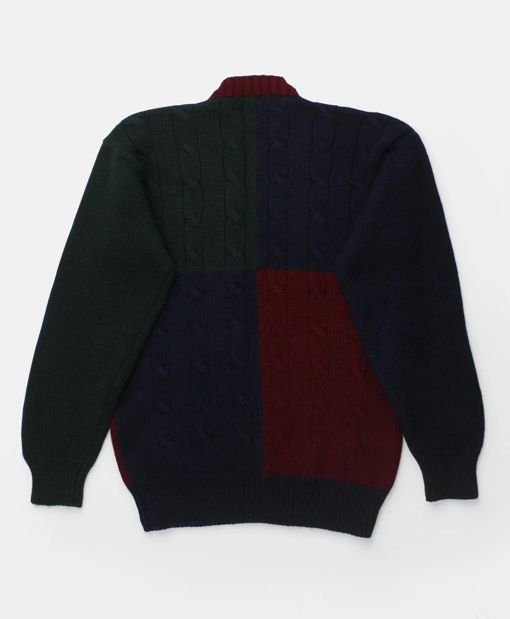 Vintage Brooks Brothers Colorblock Cable Knit Wool Sweater, 1990s, XL, image 2