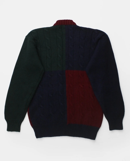 Vintage Brooks Brothers Colorblock Cable Knit Wool Sweater, 1990s, XL, image 2