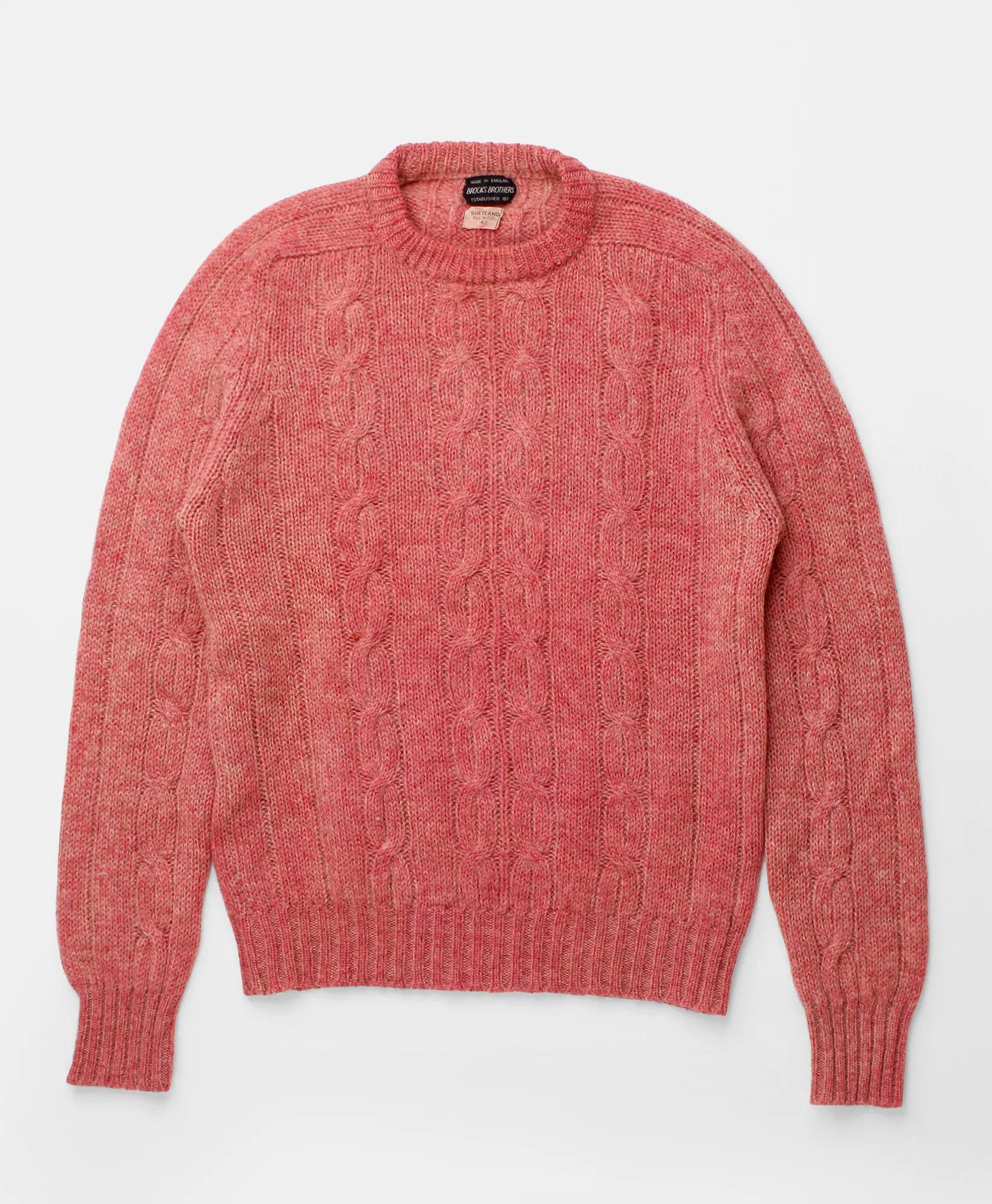 Vintage Brooks Brothers Cable Knit Shetland Sweater, 1960s, L, image 1