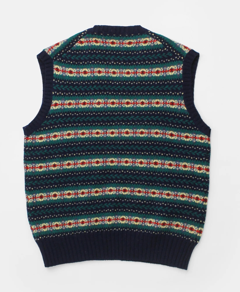 Vintage Brooks Brothers Fair Isle Shetland V-Neck Sweater Vest, 1970s, M, image 3
