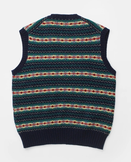 Vintage Brooks Brothers Fair Isle Shetland V-Neck Sweater Vest, 1970s, M, image 3
