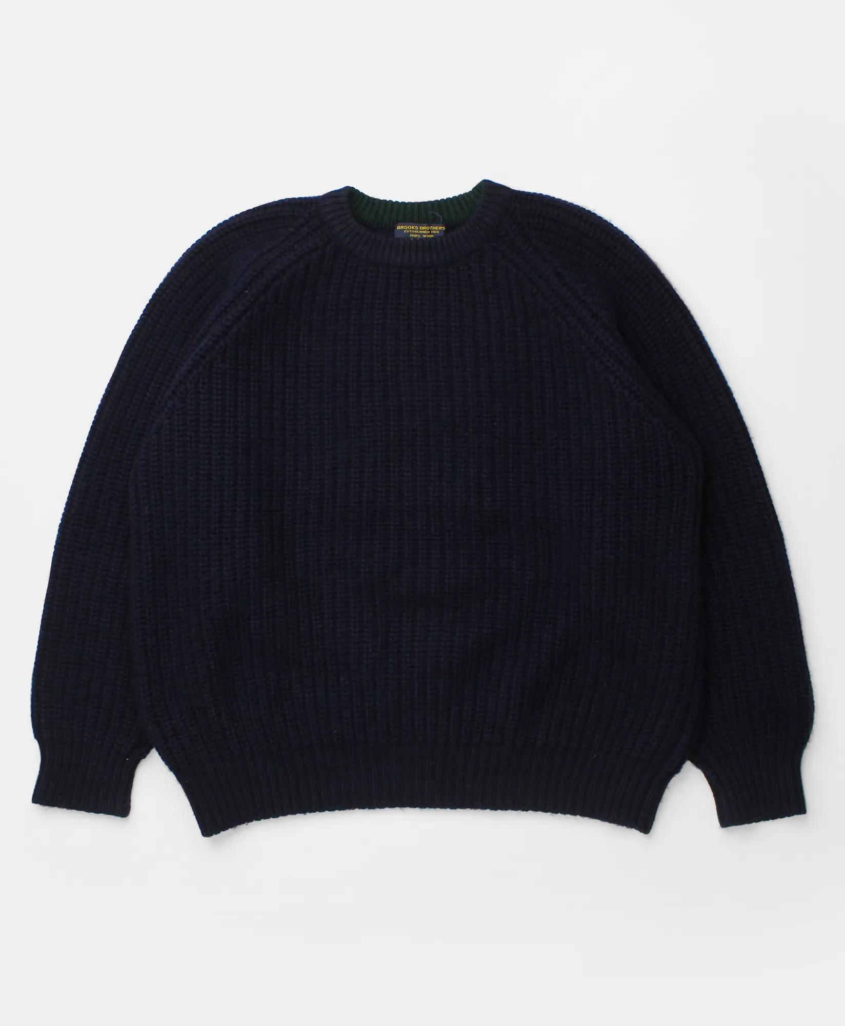 Vintage Brooks Brothers Ribbed Knit Wool Crewneck Sweater, 1990s, L, image 1