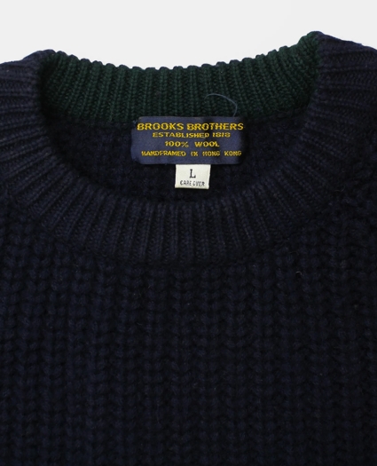 Vintage Brooks Brothers Ribbed Knit Wool Crewneck Sweater, 1990s, L, image 3