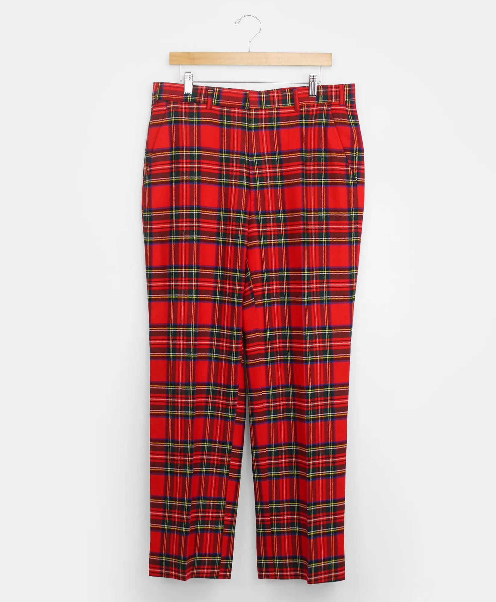 Vintage Brooks Brothers Royal Stewart Tartan Flannel Trousers, 1990s, 34-32, image 1