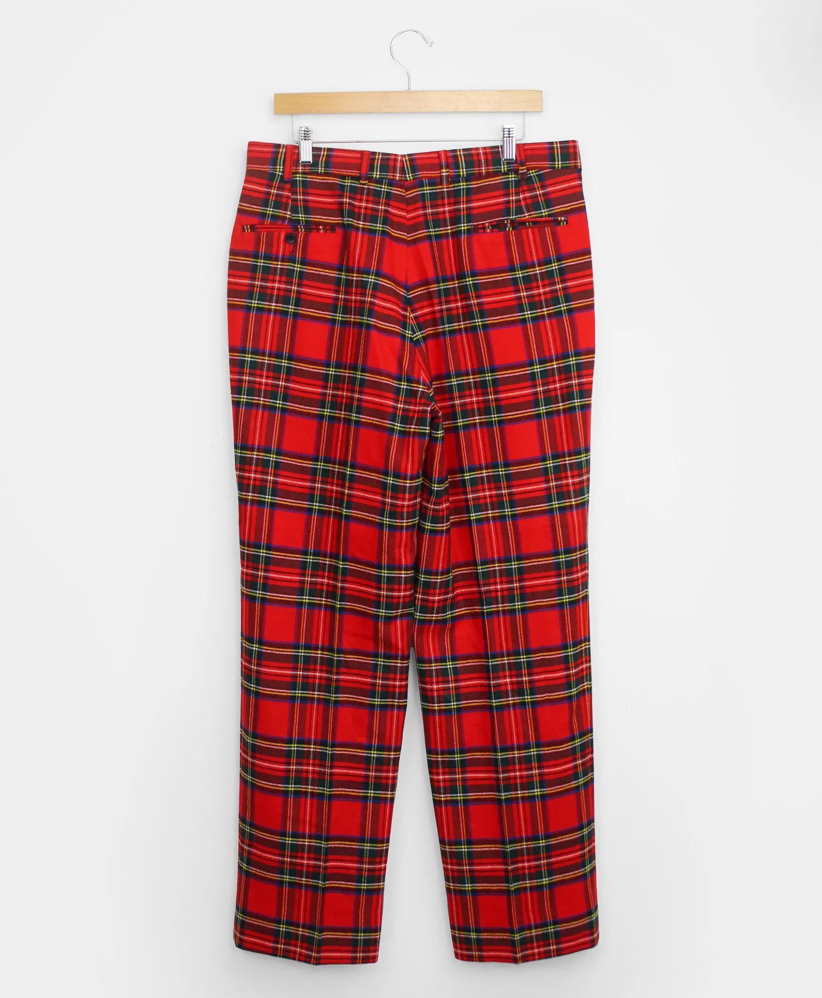 Vintage Brooks Brothers Royal Stewart Tartan Flannel Trousers, 1990s, 34-32, image 2