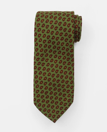 Vintage Brooks Brothers Paisley Print Wool Challis Tie, 1970s, REG, image 1