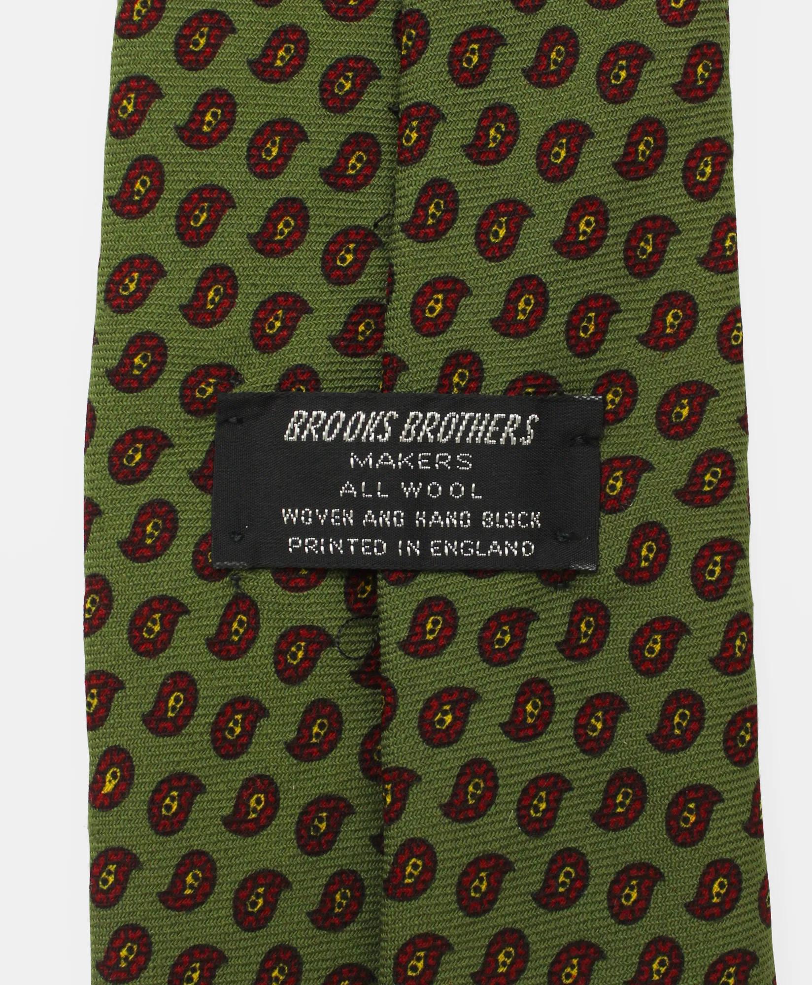 Vintage Brooks Brothers Paisley Print Wool Challis Tie, 1970s, REG, image 2