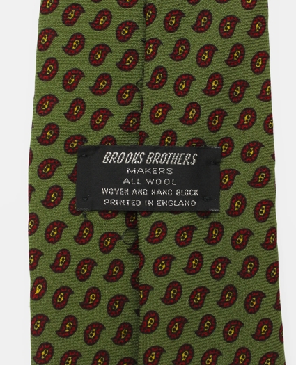 Vintage Brooks Brothers Paisley Print Wool Challis Tie, 1970s, REG, image 2