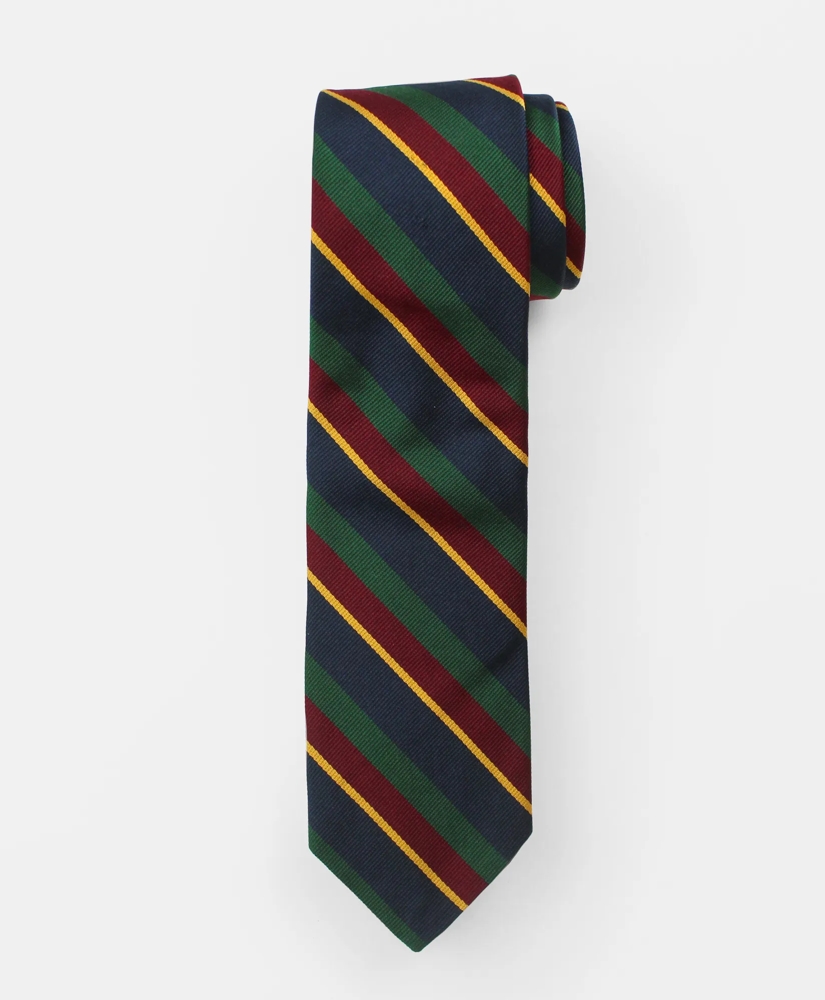 Vintage Brooks Brothers Repp Stripe Silk Tie, 1960s, L/XL, image 1