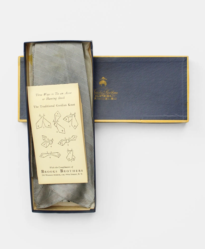 Vintage Brooks Brothers Herringbone Silk Ascot, 1950s, OS, image 5