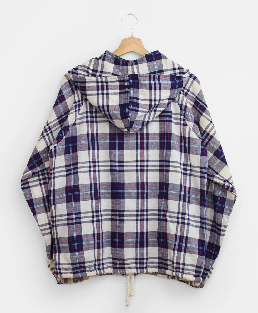 Vintage Madras Hooded Windbreaker, 1960s 1970s, L, image 2